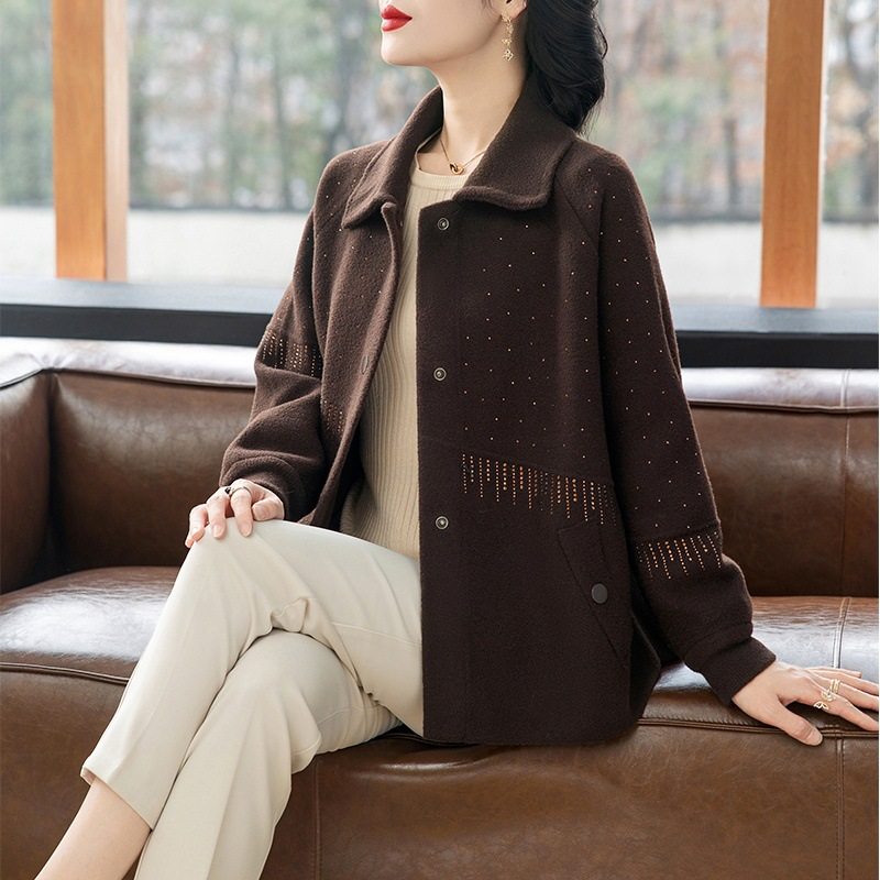 恒源祥妈妈春秋洋气短款外套中年女装亮钻加厚新款中老年时尚毛呢,女装/女士精品,中老年女装,淘宝优惠券,粉丝福利购,淘宝优惠卷