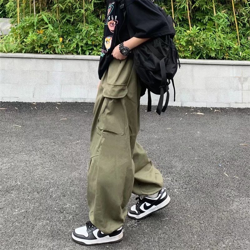 薏尔康日系复古裤子纯色阔腿工装裤ins潮牌直筒宽松百搭休闲长裤