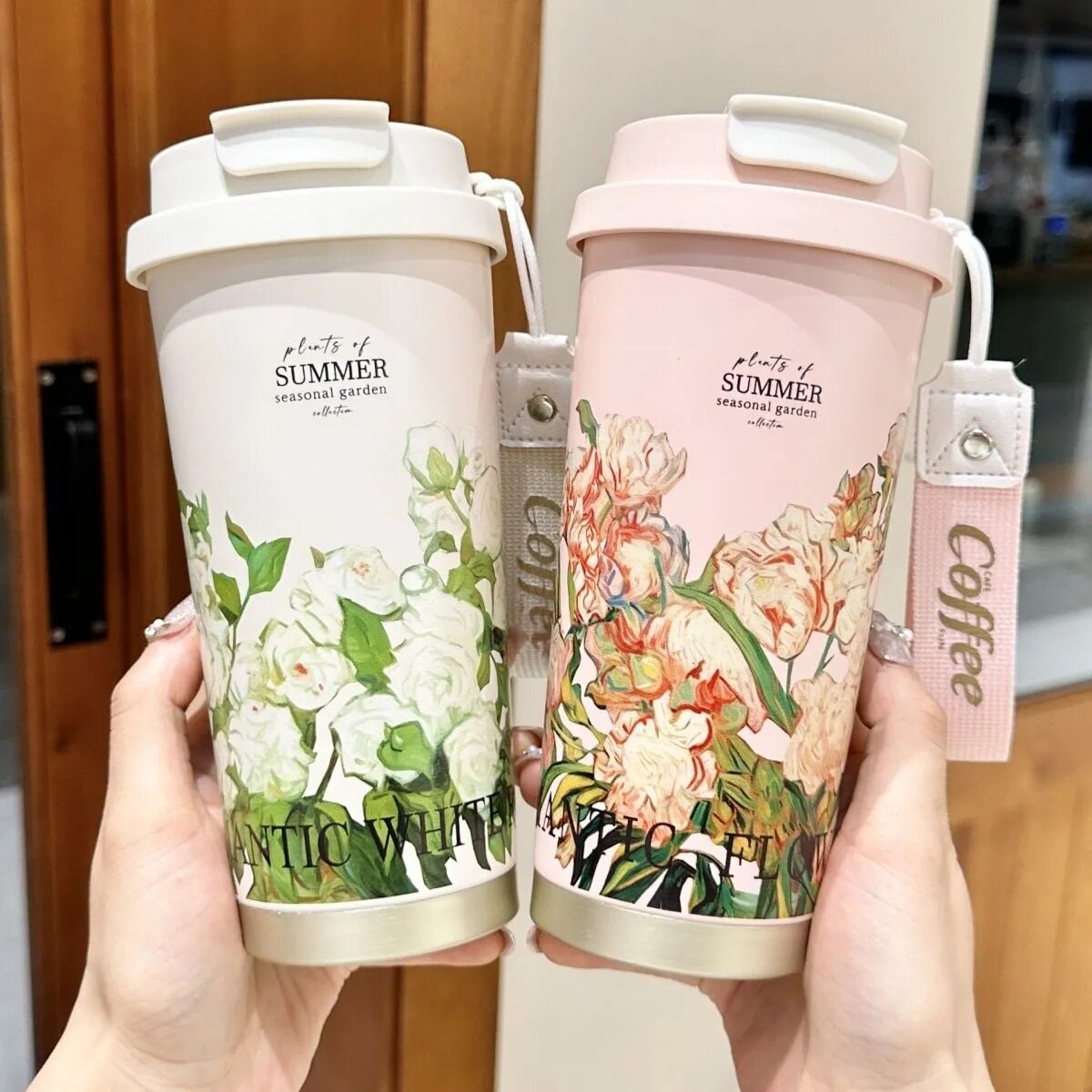 德国精工咖啡保温杯女生2026新款双饮水杯轻奢高级感带吸管杯子随