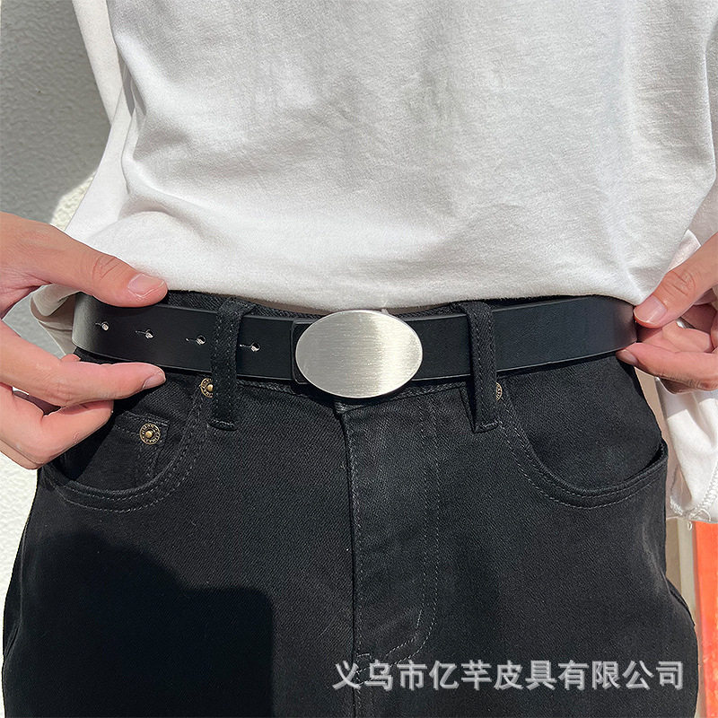 德国精工新款男士皮带平滑扣简约时尚潮流ins风裤腰带韩版个性青