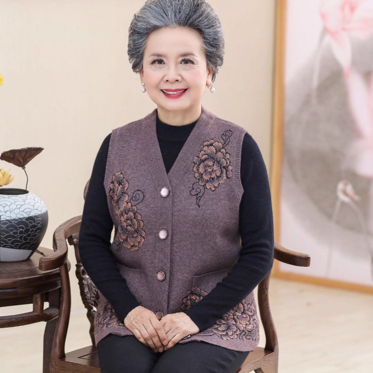 恒源祥中老年奶奶春装针织马甲外套女加肥加大码妈妈背心70岁老年,男装,中老年上装,淘宝优惠券,粉丝福利购,淘宝优惠卷