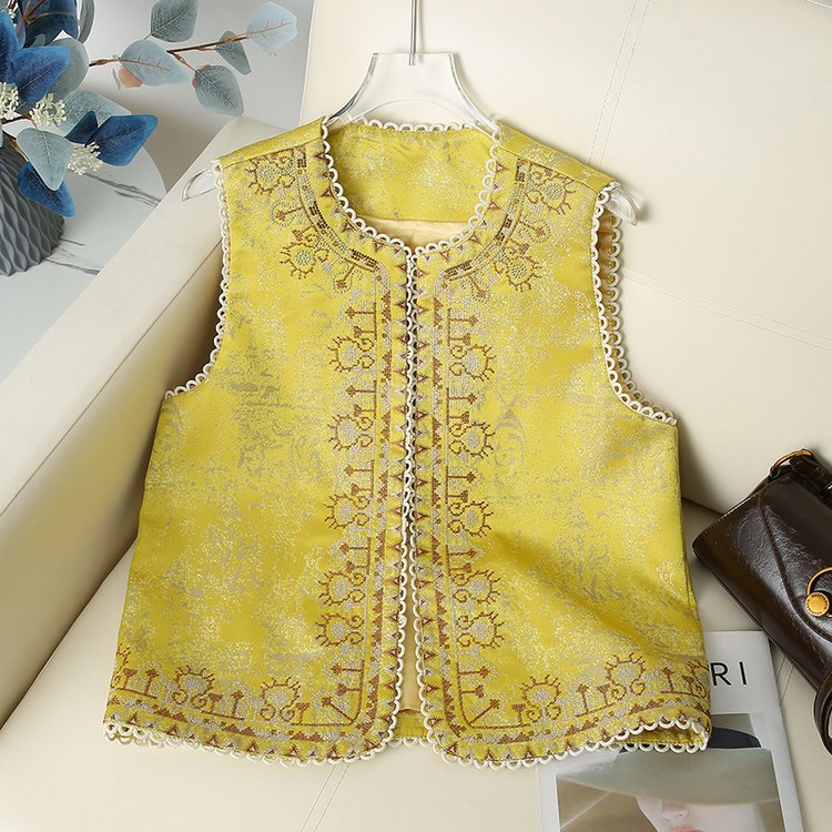 恒源祥春装时尚休闲马甲背心女装妈妈装好面料新中式绸面薄款坎肩