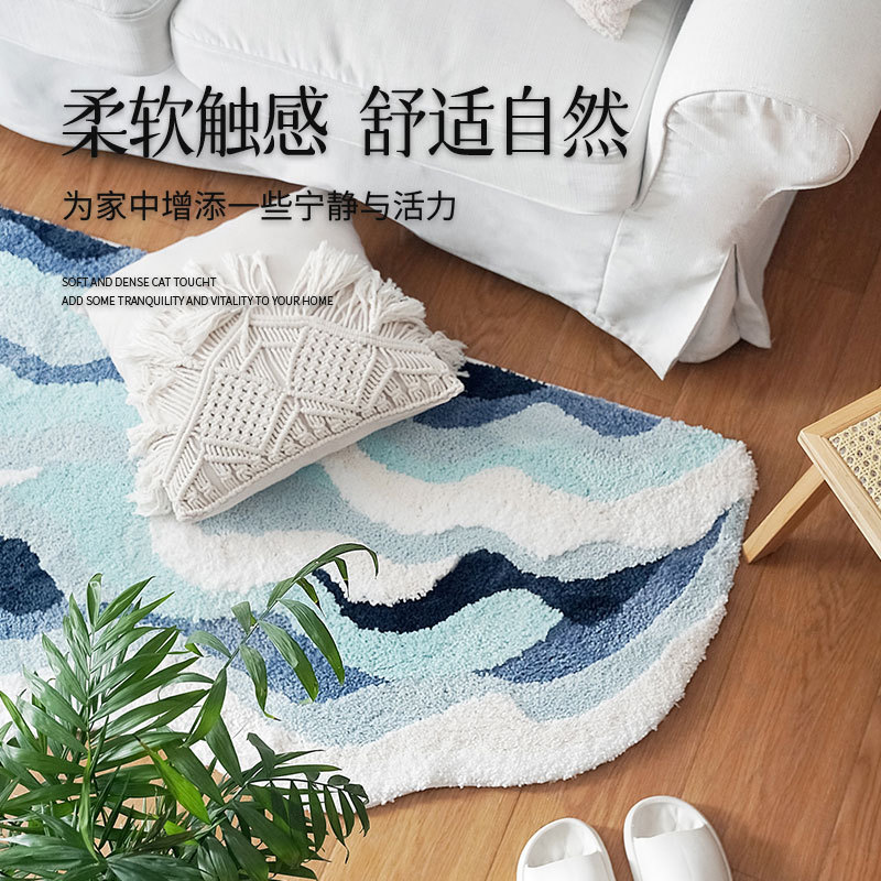 德国精工苔藓地毯卧室床边毯ins风简约创意地垫浴室吸水防滑小清