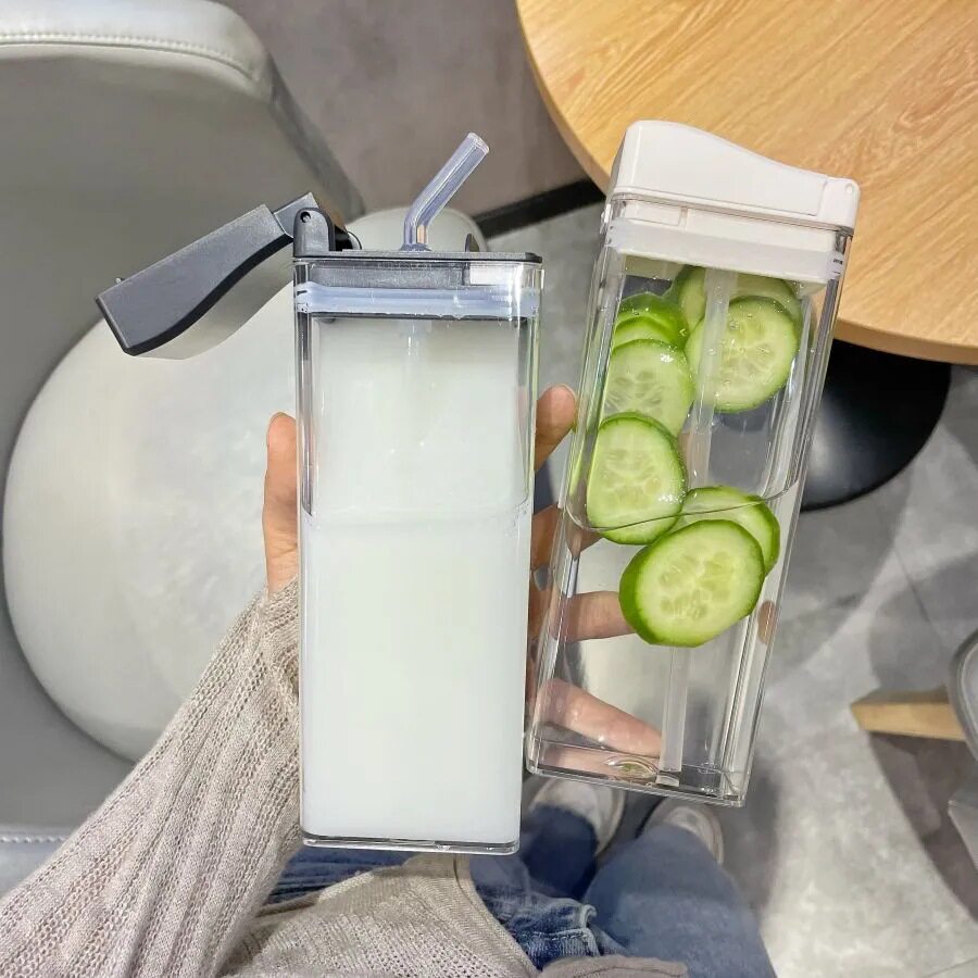 德国精工小红书同款方形水杯ins高颜值吸管杯女塑料杯简约便携耐