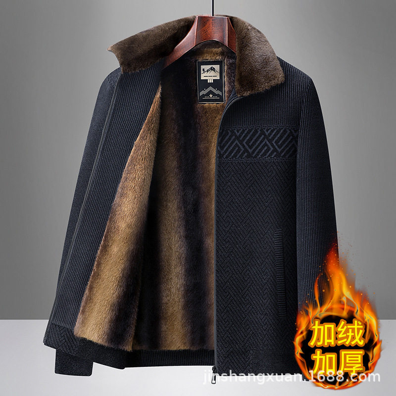 恒源祥男款夹克外套加绒加厚爸爸装秋冬保暖休闲上衣商务棉服毛呢,男装,毛呢大衣,淘宝优惠券,粉丝福利购,淘宝优惠卷