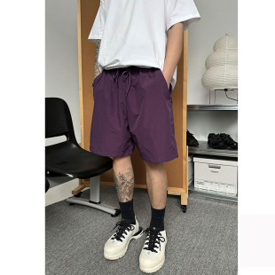 男女速干沙滩裤 透气运动短裤 潮牌休闲日系宽松纯色五分薄款 夏季