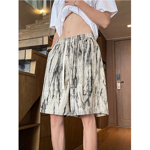 美式 薄款 外穿凉感运动裤 子大码 衩 沙滩短裤 宽松休闲五分大裤 男夏季