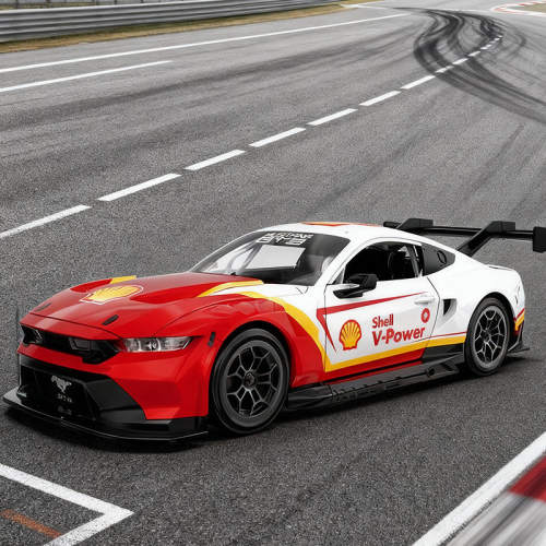 新款 CCA1/24野马GT3合金汽车模型壳牌联名跑车仿真车声光车