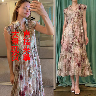 新款优质现货春夏dancer系列印花仙女经典无袖重工长裙飘逸连衣裙