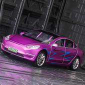 新款 32MODEL3六开门合金跑车声光汽车 宝思仑1 盒 吃鸡同款