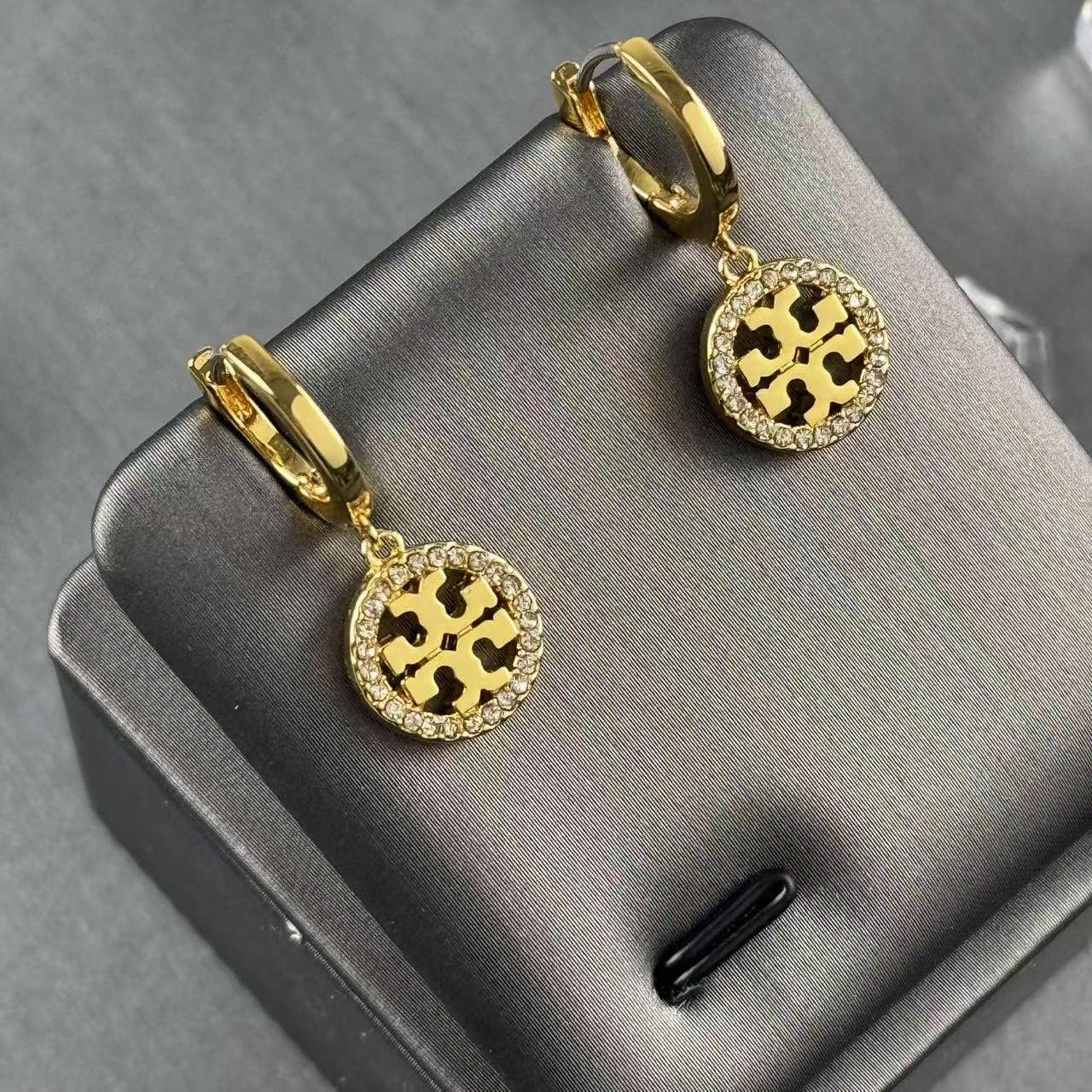 法式轻奢气质复古满钻圆形TB耳环