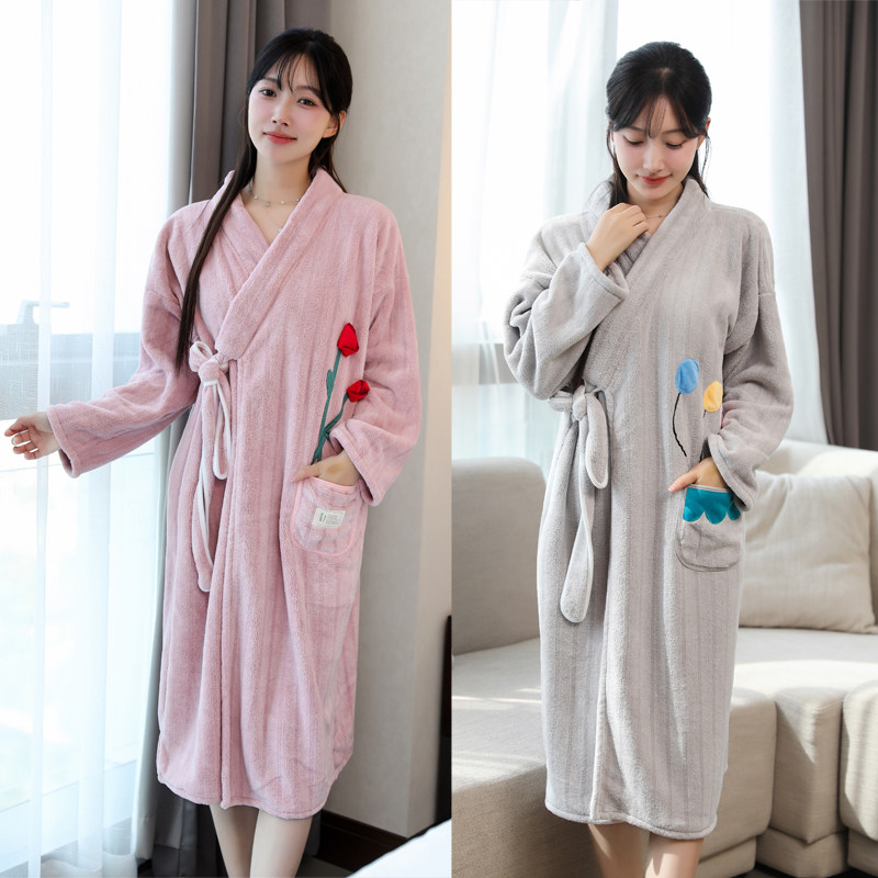 长袖浴袍洗完澡穿的女秋冬款2025新款浴巾裹全身可穿吸水速干冬季