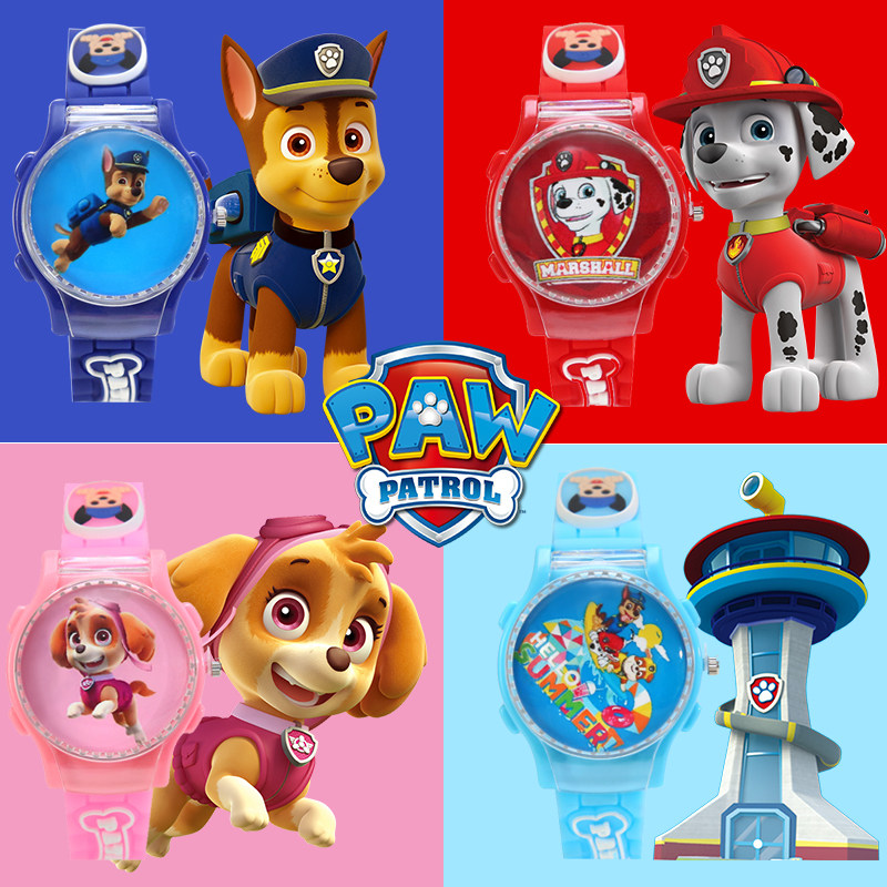 儿童手表女孩男生狗狗队阿奇天天只看时间防水电子表幼儿园小学生