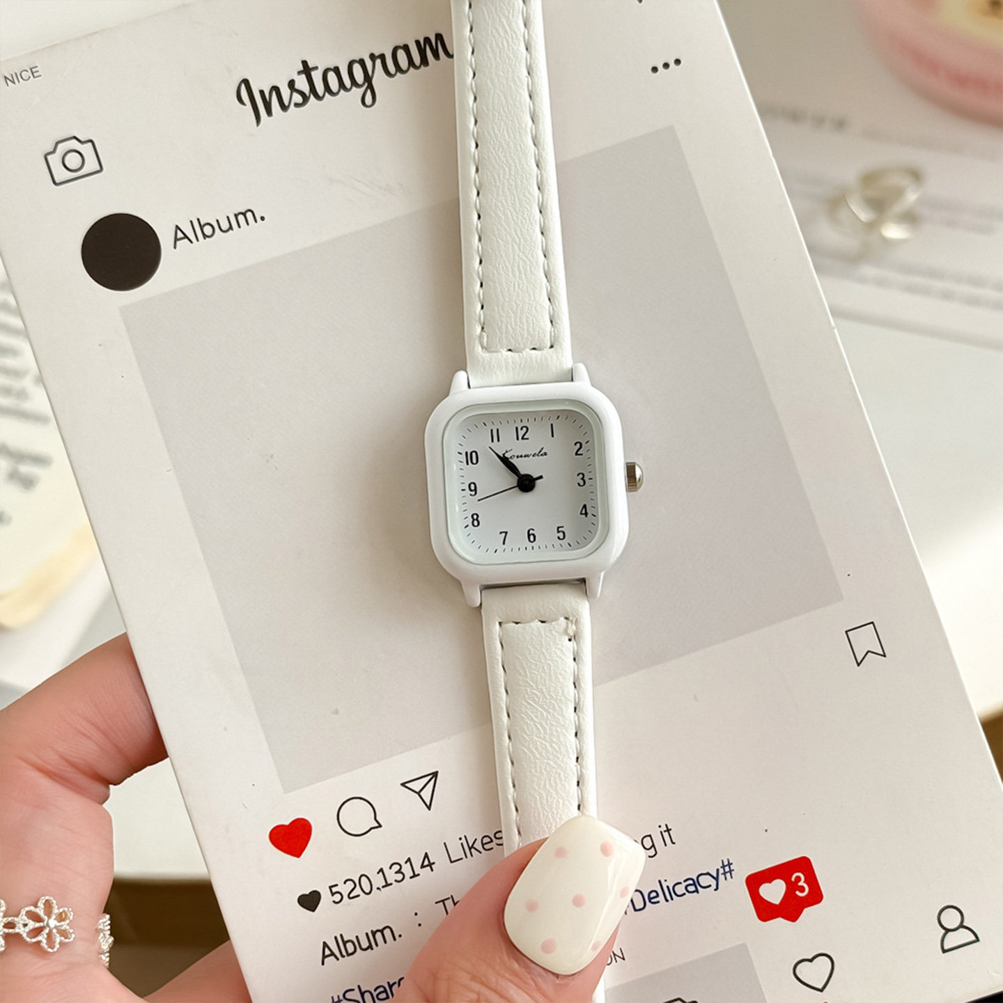 ins风小方块手表儿童女孩小学生初中生2025年新款只看时间石英表