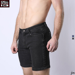 CELLBLOCK13男士 CBS325 性感情趣隐藏后拉链牛仔短裤 恋物运动时尚
