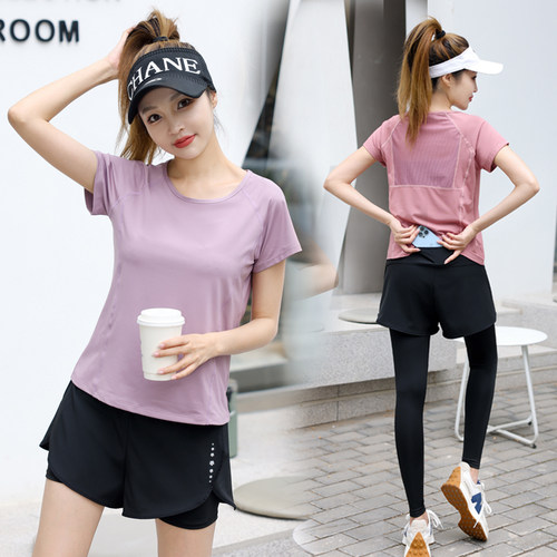 套装短袖女春夏速干瑜伽服弹力