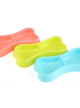 骨头型双格碗塑料宠物双碗小宠物专用食物碗犬碗犬盆狗盆猫碗猫盆