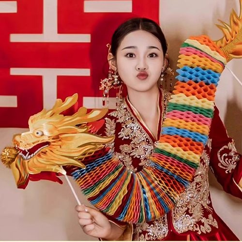 接亲纸龙彩舞龙游戏道具