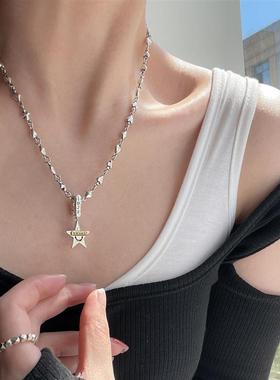 s925纯银重工扑克牌四花色爱心扣项链女 ins小众设计感个性毛衣链