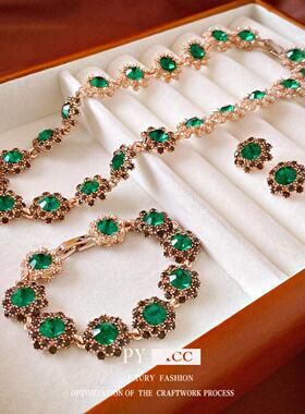 中古vintage镶钻花朵卡扣手链复古轻奢高级感手环法式气质手饰女