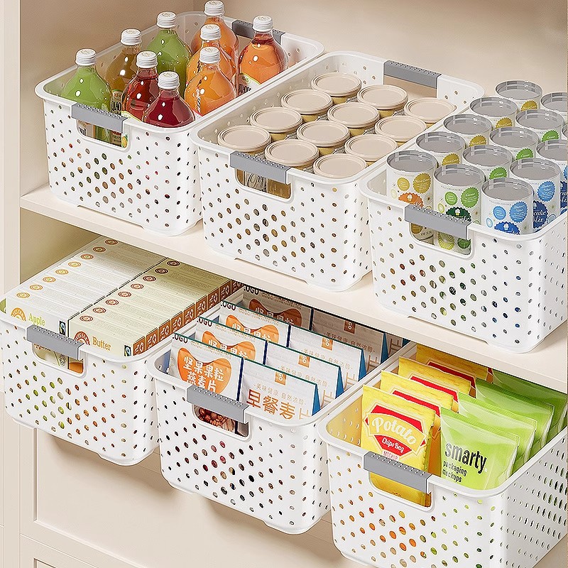 零食收纳筐家用厨房杂物化妆品收纳整理盒宿舍桌面玩具塑料置物篮