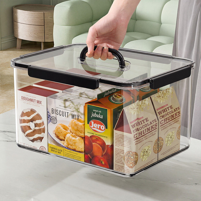 零食收纳盒手提透明家用衣服玩具大容量超大塑料周转箱桌面收纳筐