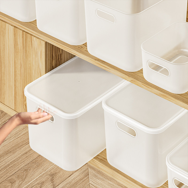 透明桌面收纳箱家用玩具零食储物箱长方形带盖衣服整理箱置物筐