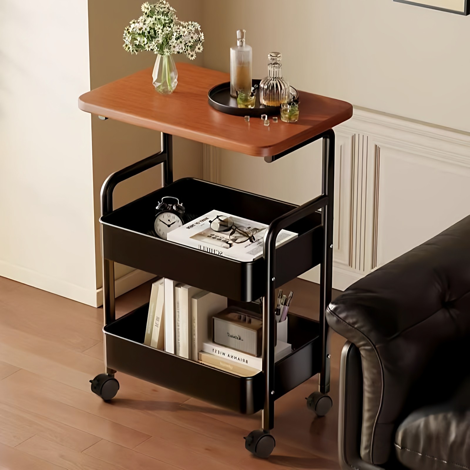 可移动小推车置物架中古风推车茶几带轮零食收纳架客厅厨房置物架,住宅家具,移动边几/推车,淘宝优惠券,粉丝福利购,淘宝优惠卷