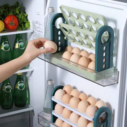 鸡蛋收纳盒冰箱用侧门整理盒自动翻转厨房保鲜专用鸡蛋盒手提架托