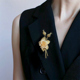 MichaelMichaud黄玫瑰胸针女高端时尚 胸花配大衣别针奢华新年礼物