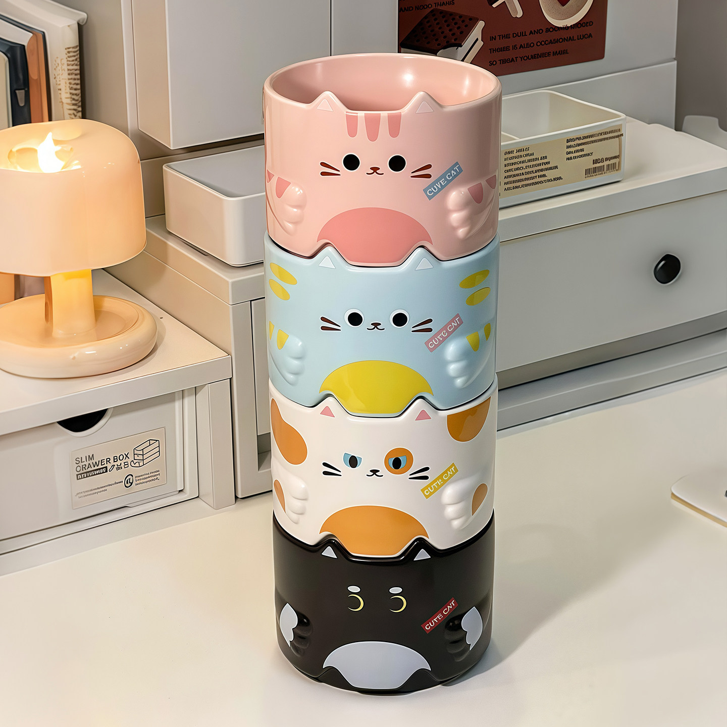 真的好喜欢新买的猫咪叠叠乐杯子