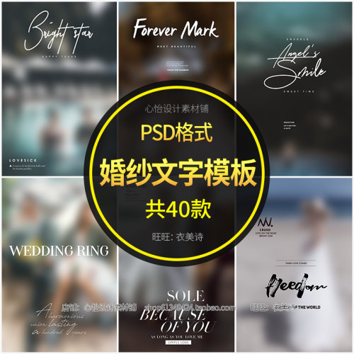 2024婚纱旅拍文字psd模板影楼后期照片INS英文fcpx字体pr字幕素材
