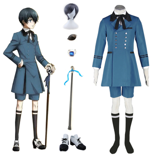 黑执事夏尔蓝色礼服动漫Cosplay男装定制/假发鞋子戒指手杖另购