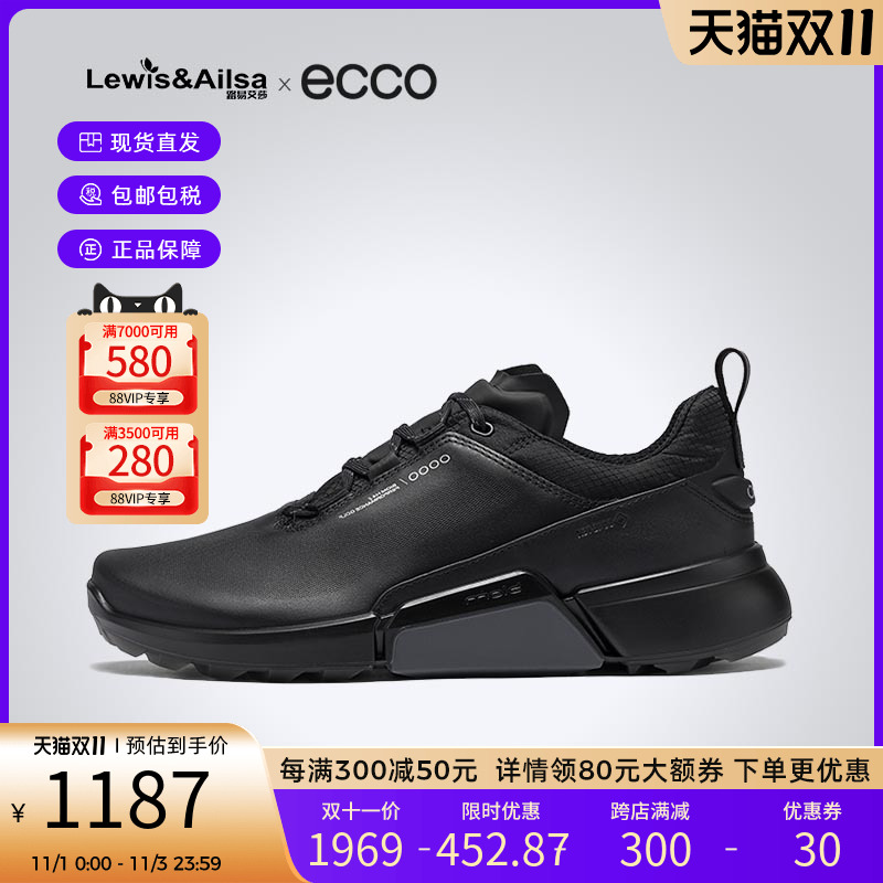 ECCO爱步男鞋2023秋冬款防滑耐磨运动鞋高尔夫球鞋108284海外现货