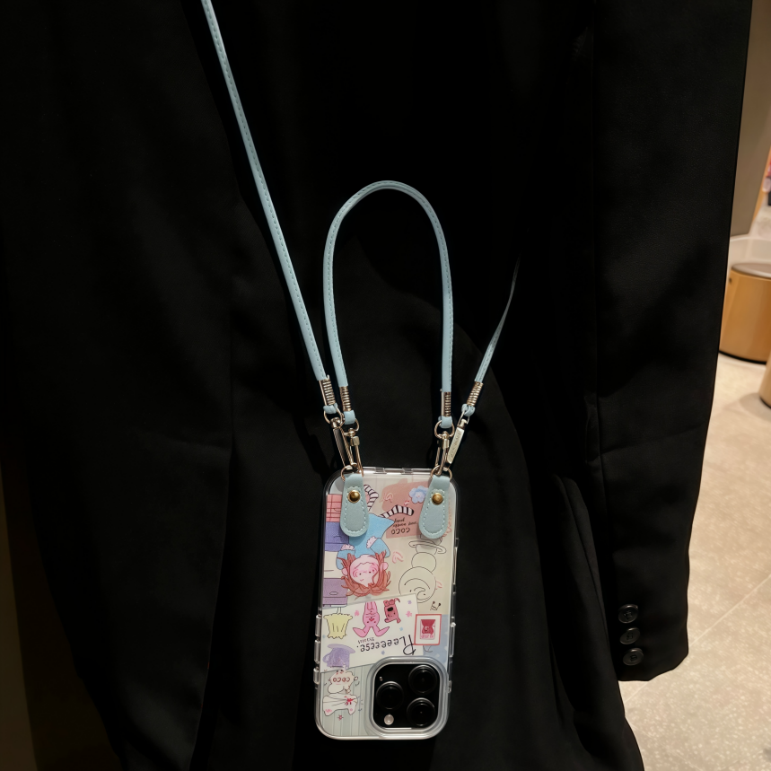 可爱COCO酱女孩适用苹果16promax手机壳斜挎iPhone15腕带14挂绳13