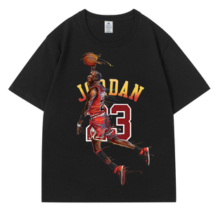 重磅美式篮球T恤男复古公牛23号飞人乔老爷子纯棉运动短袖潮流t恤