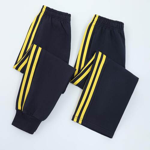 双黄杠校服长裤棉质运动裤深蓝色