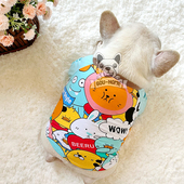 法斗衣服春季 卡通可爱T恤胖狗衣服斗牛犬巴哥犬棉狗狗 新品