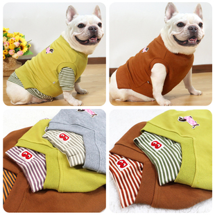 法斗衣服秋季新品马甲背心时尚小v领卫衣宠物用品胖狗狗巴哥犬