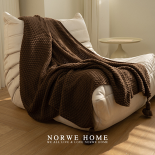 美拉德毛毯大盖毯床尾毯针织沙发棕色毯子毛线中古小复古氛围单人