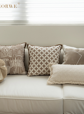 抱枕组合枕套客厅沙发意式简约靠垫轻奢靠枕套装新款棕色飘窗法式