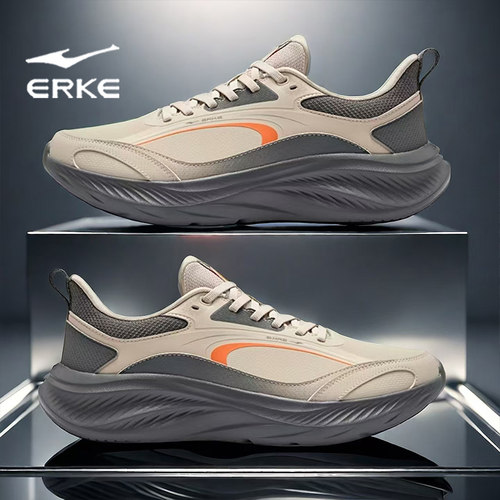 鸿星尔克官方正品男鞋皮面减震鞋