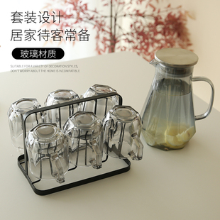 带把手玻璃杯喝水杯子套装 轻奢防摔水杯套装 耐热防爆凉茶壶高颜值