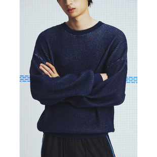 圆领长袖 MOUNTAINFEVER 坑条提花毛织华夫格 32支棉纱 毛衣 AW25