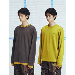 TEE 两面穿自然词汇印花长袖 MOUNTAINFEVER AW25双色光泽面料