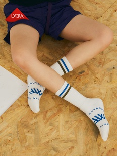 MOUNTAINFEVER 莱卡LYCRA 加厚毛巾底圆圈LOGO复古条纹耐久棉长袜