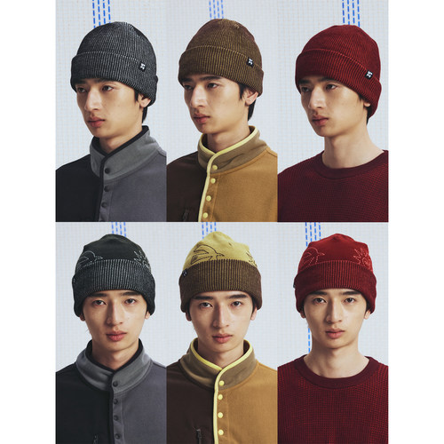 高山热华夫格双面戴羊毛混纺冷帽