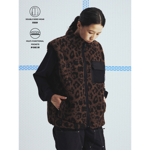 AW25 立领 灰迷彩 双面穿 羊羔绒马甲 豹纹五袋 MOUNTAINFEVER