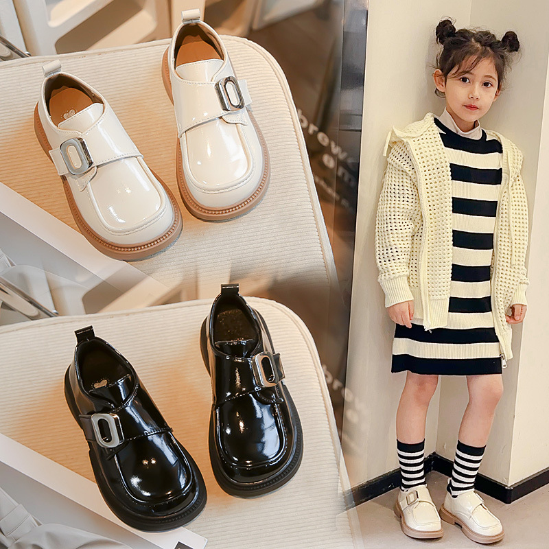 女童黑色皮鞋2025春秋新款