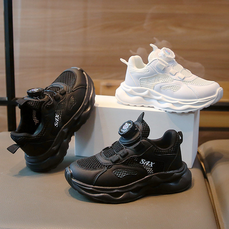 男童鞋子2026夏季单网旋转纽扣儿童运动鞋女孩跑步老爹鞋网面透气